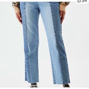 PacSun Vintage Icon Patchwork Jeans 28 Two Tone Contrast Denim Frayed Hem